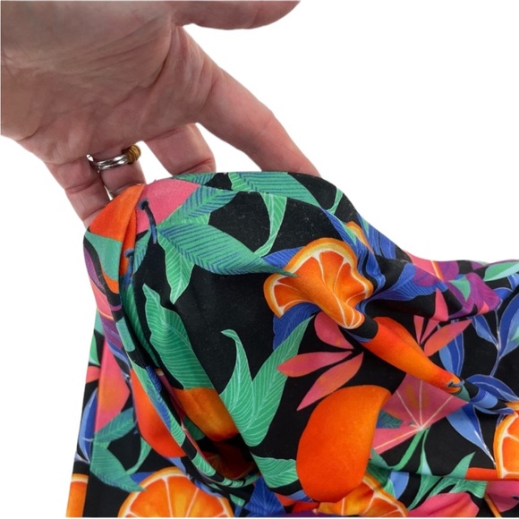 Nina Parker Tie Front Midi Skirt 2X Black/Orange Multi - Picture 13 of 13